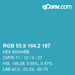 カラーコード: RGB 53.9 164.2 187 | qconv.com