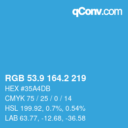 Color code: RGB 53.9 164.2 219 | qconv.com