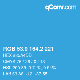 カラーコード: RGB 53.9 164.2 221 | qconv.com