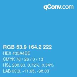 Color code: RGB 53.9 164.2 222 | qconv.com