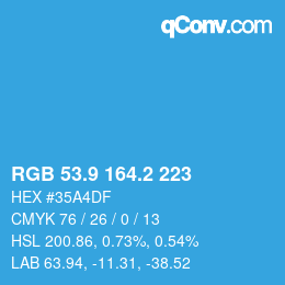 Color code: RGB 53.9 164.2 223 | qconv.com