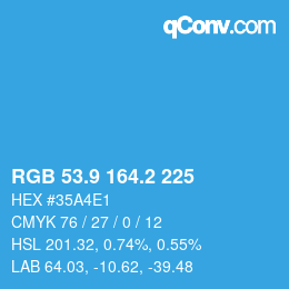 Color code: RGB 53.9 164.2 225 | qconv.com
