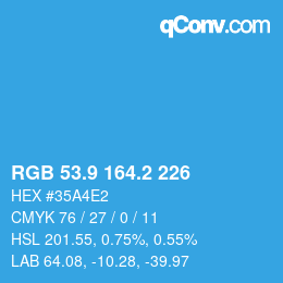 カラーコード: RGB 53.9 164.2 226 | qconv.com