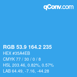 Color code: RGB 53.9 164.2 235 | qconv.com