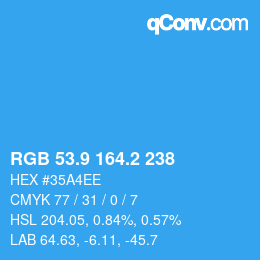 Color code: RGB 53.9 164.2 238 | qconv.com