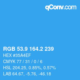 Color code: RGB 53.9 164.2 239 | qconv.com