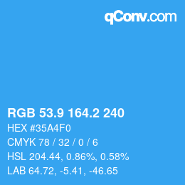 Color code: RGB 53.9 164.2 240 | qconv.com