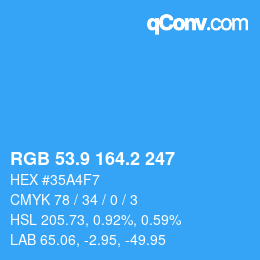 Color code: RGB 53.9 164.2 247 | qconv.com