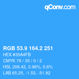 Color code: RGB 53.9 164.2 251 | qconv.com