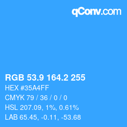 Color code: RGB 53.9 164.2 255 | qconv.com