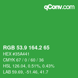 カラーコード: RGB 53.9 164.2 65 | qconv.com