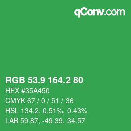 カラーコード: RGB 53.9 164.2 80 | qconv.com