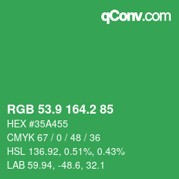 カラーコード: RGB 53.9 164.2 85 | qconv.com