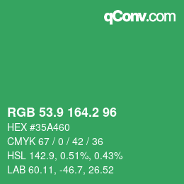 カラーコード: RGB 53.9 164.2 96 | qconv.com
