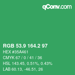 カラーコード: RGB 53.9 164.2 97 | qconv.com