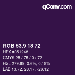カラーコード: RGB 53.9 18 72 | qconv.com