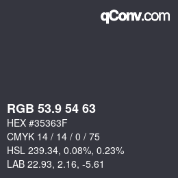 Color code: RGB 53.9 54 63 | qconv.com