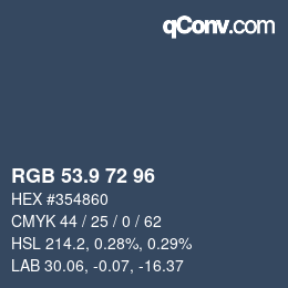 Color code: RGB 53.9 72 96 | qconv.com