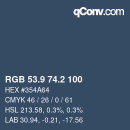 カラーコード: RGB 53.9 74.2 100 | qconv.com