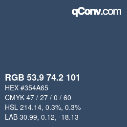Color code: RGB 53.9 74.2 101 | qconv.com