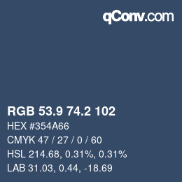 Color code: RGB 53.9 74.2 102 | qconv.com