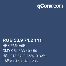 Color code: RGB 53.9 74.2 111 | qconv.com