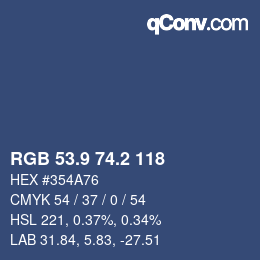 Color code: RGB 53.9 74.2 118 | qconv.com