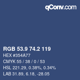 Color code: RGB 53.9 74.2 119 | qconv.com