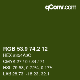 カラーコード: RGB 53.9 74.2 12 | qconv.com