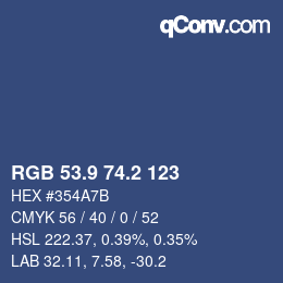 カラーコード: RGB 53.9 74.2 123 | qconv.com