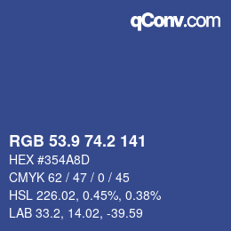 Color code: RGB 53.9 74.2 141 | qconv.com
