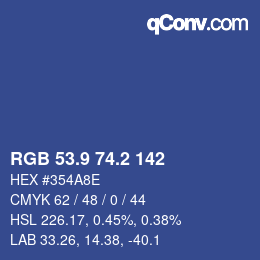 カラーコード: RGB 53.9 74.2 142 | qconv.com
