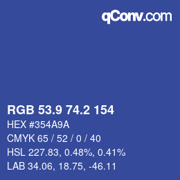 カラーコード: RGB 53.9 74.2 154 | qconv.com