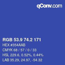 カラーコード: RGB 53.9 74.2 171 | qconv.com