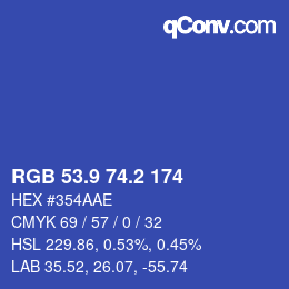カラーコード: RGB 53.9 74.2 174 | qconv.com