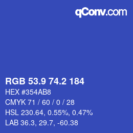 カラーコード: RGB 53.9 74.2 184 | qconv.com