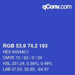 カラーコード: RGB 53.9 74.2 193 | qconv.com