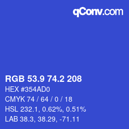 カラーコード: RGB 53.9 74.2 208 | qconv.com