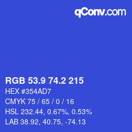 カラーコード: RGB 53.9 74.2 215 | qconv.com