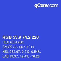 カラーコード: RGB 53.9 74.2 220 | qconv.com