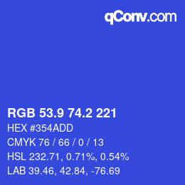 カラーコード: RGB 53.9 74.2 221 | qconv.com