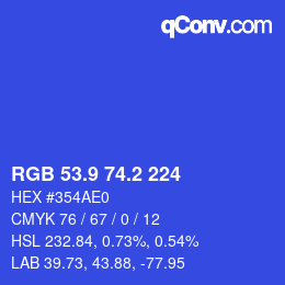 カラーコード: RGB 53.9 74.2 224 | qconv.com
