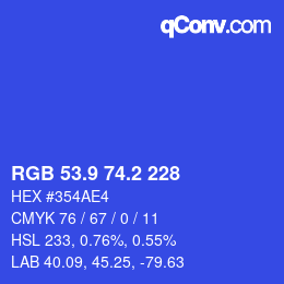 カラーコード: RGB 53.9 74.2 228 | qconv.com