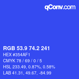 カラーコード: RGB 53.9 74.2 241 | qconv.com