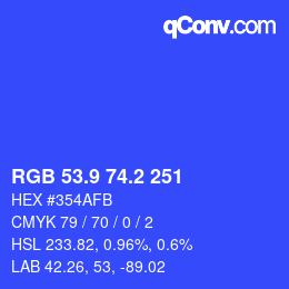 カラーコード: RGB 53.9 74.2 251 | qconv.com