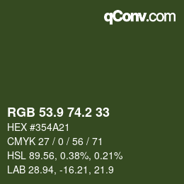 Color code: RGB 53.9 74.2 33 | qconv.com