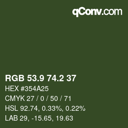 カラーコード: RGB 53.9 74.2 37 | qconv.com
