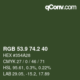 カラーコード: RGB 53.9 74.2 40 | qconv.com