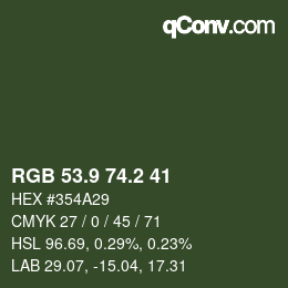 Color code: RGB 53.9 74.2 41 | qconv.com