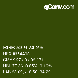 カラーコード: RGB 53.9 74.2 6 | qconv.com